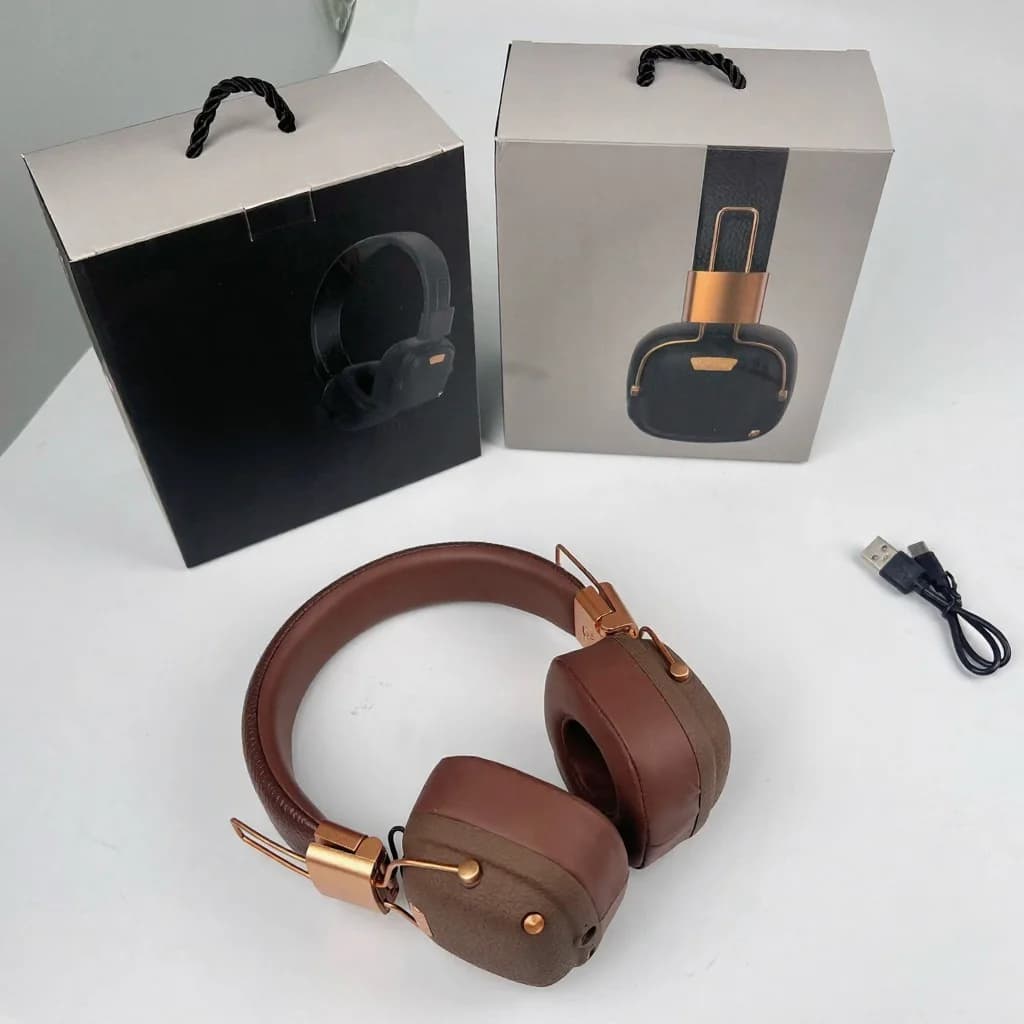 Retro bezprzewodowe słuchawki nauszne Bluetooth z trybami EQ