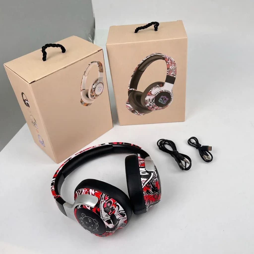 Słuchawki nauszne Bluetooth Graffiti z podświetleniem RGB i mikrofonem