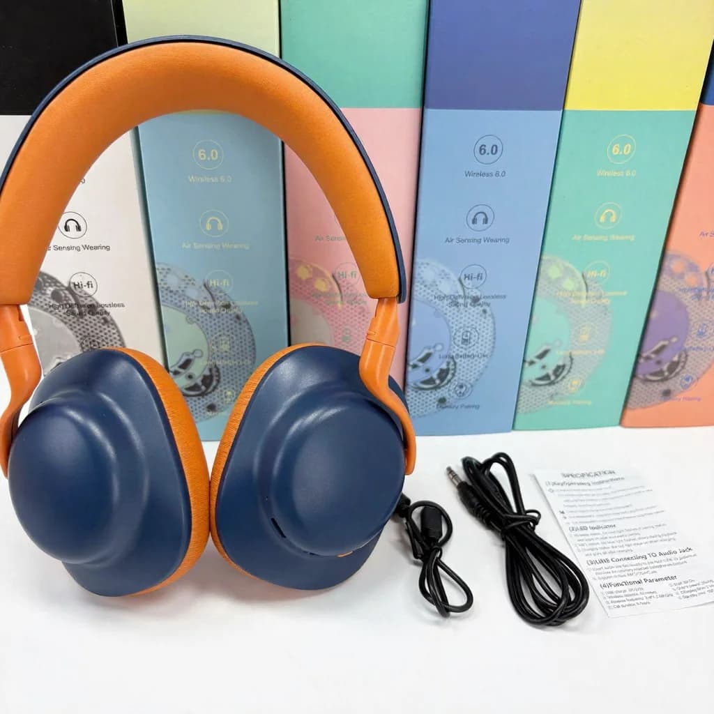 Bezprzewodowe słuchawki nauszne Bluetooth z radiem FM i ładowaniem Type-C