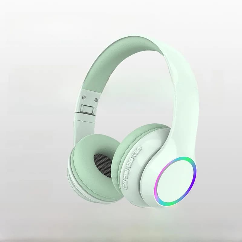 Bezprzewodowe słuchawki nauszne Bluetooth z podświetleniem LED i mikrofonem