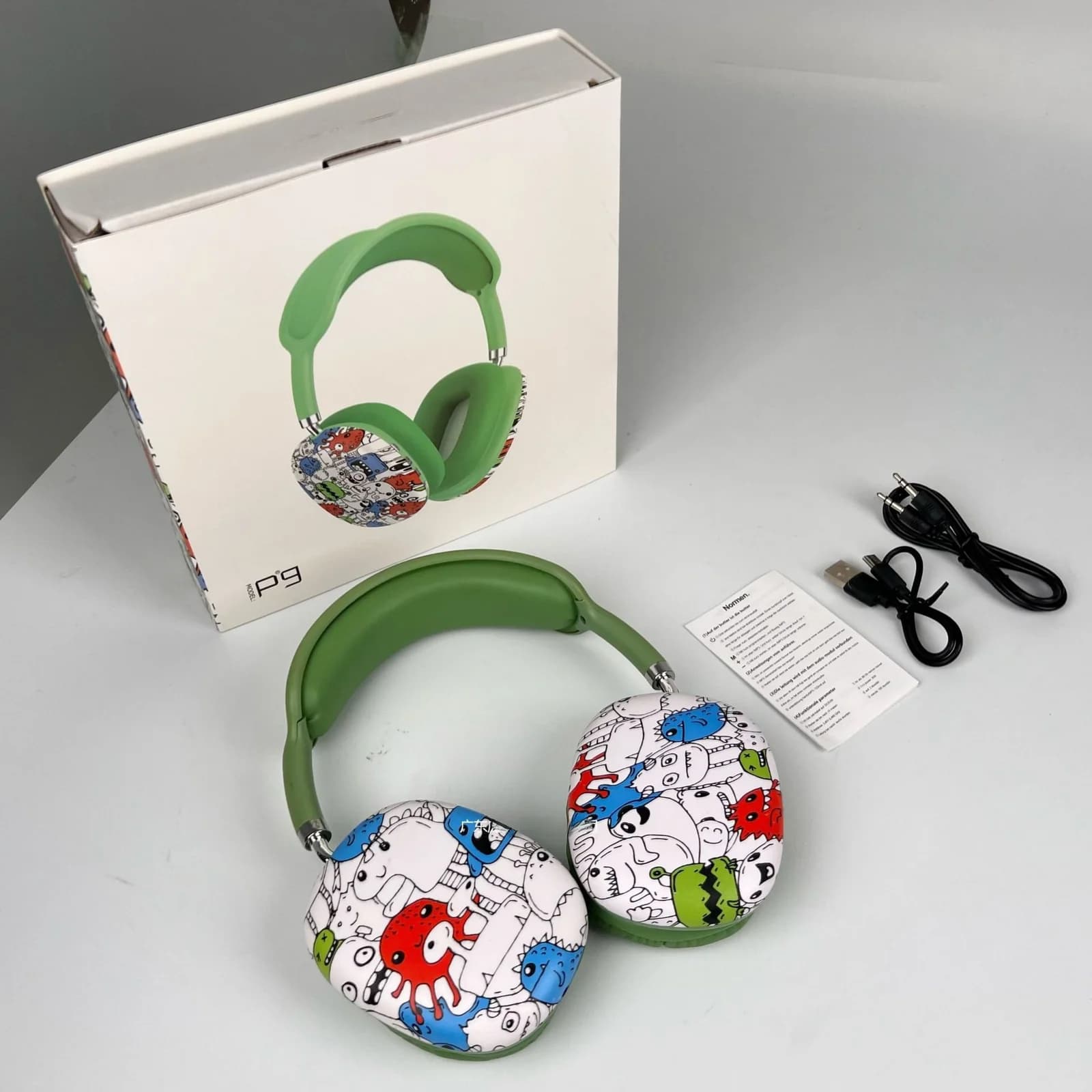 Słuchawki nauszne Bluetooth Graffiti z radiem FM i slotem na kartę TF