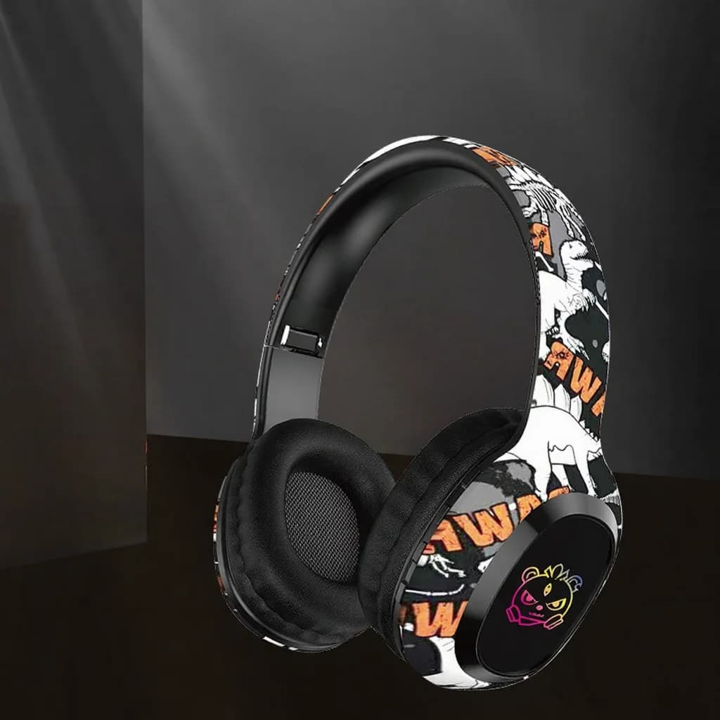 Słuchawki nauszne Bluetooth z radiem FM i diodami LED