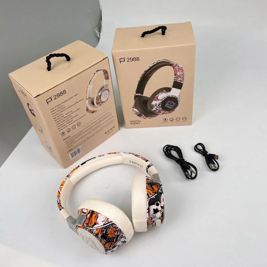 Słuchawki nauszne Bluetooth Graffiti z podświetleniem RGB i mikrofonem