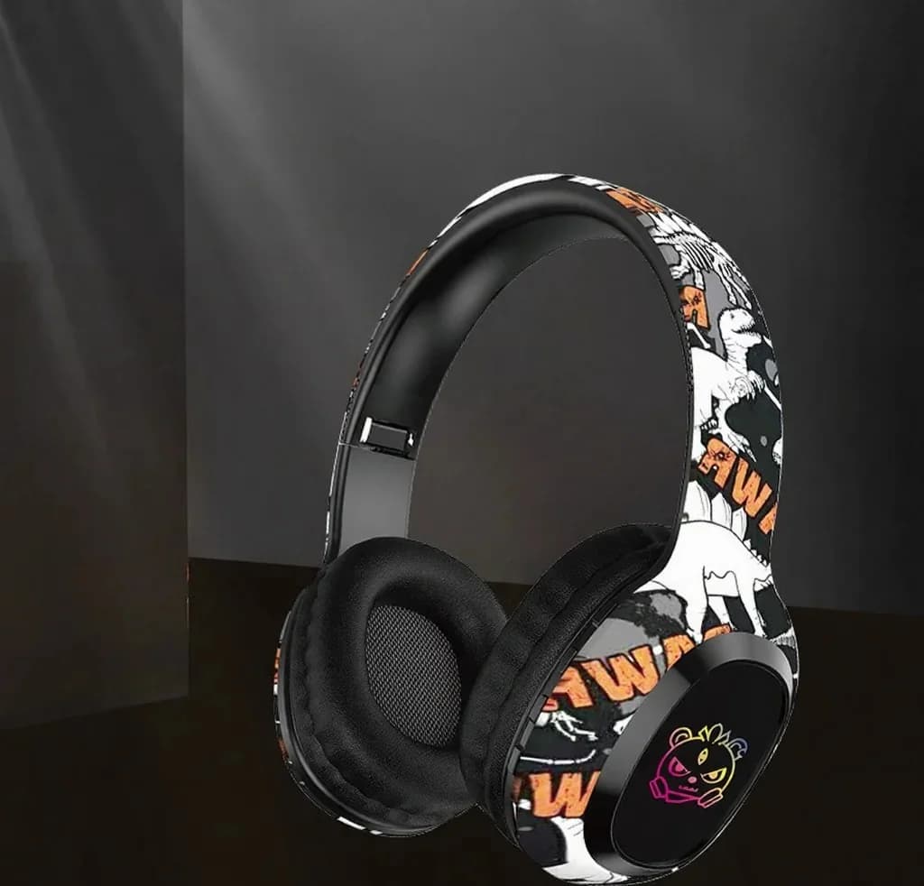 Słuchawki nauszne Bluetooth z radiem FM i diodami LED