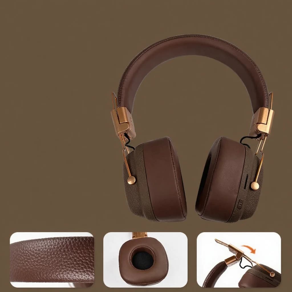 Retro słuchawki Bluetooth z trybami EQ i składaną konstrukcją