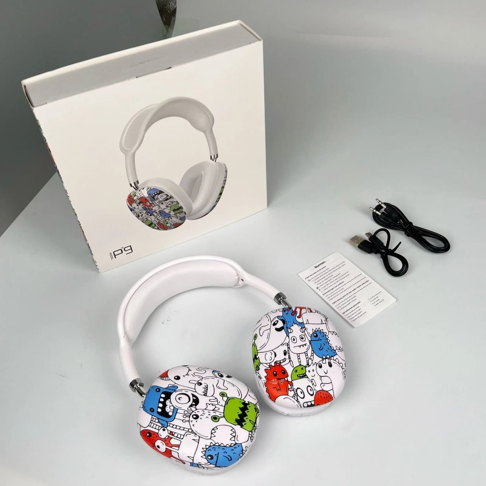 Słuchawki nauszne Bluetooth Graffiti z radiem FM i slotem na kartę TF