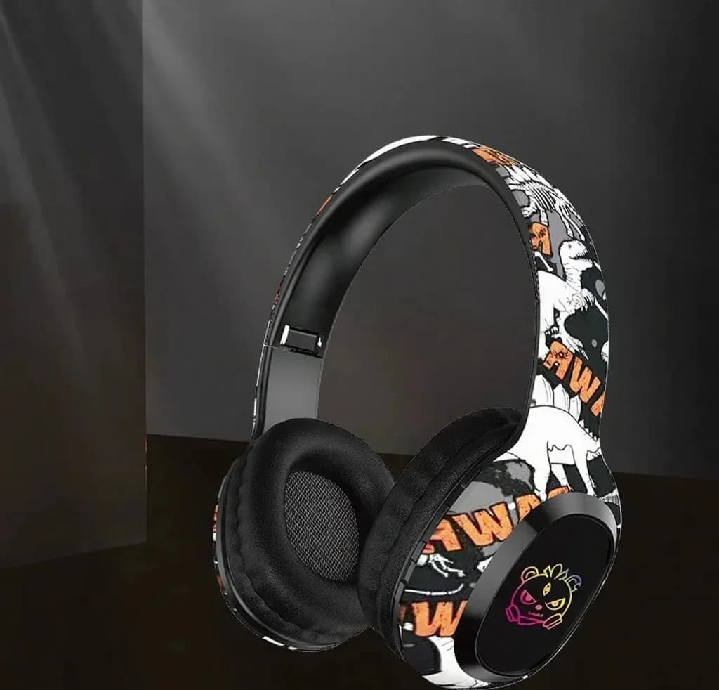 Słuchawki nauszne Bluetooth z radiem FM i diodami LED