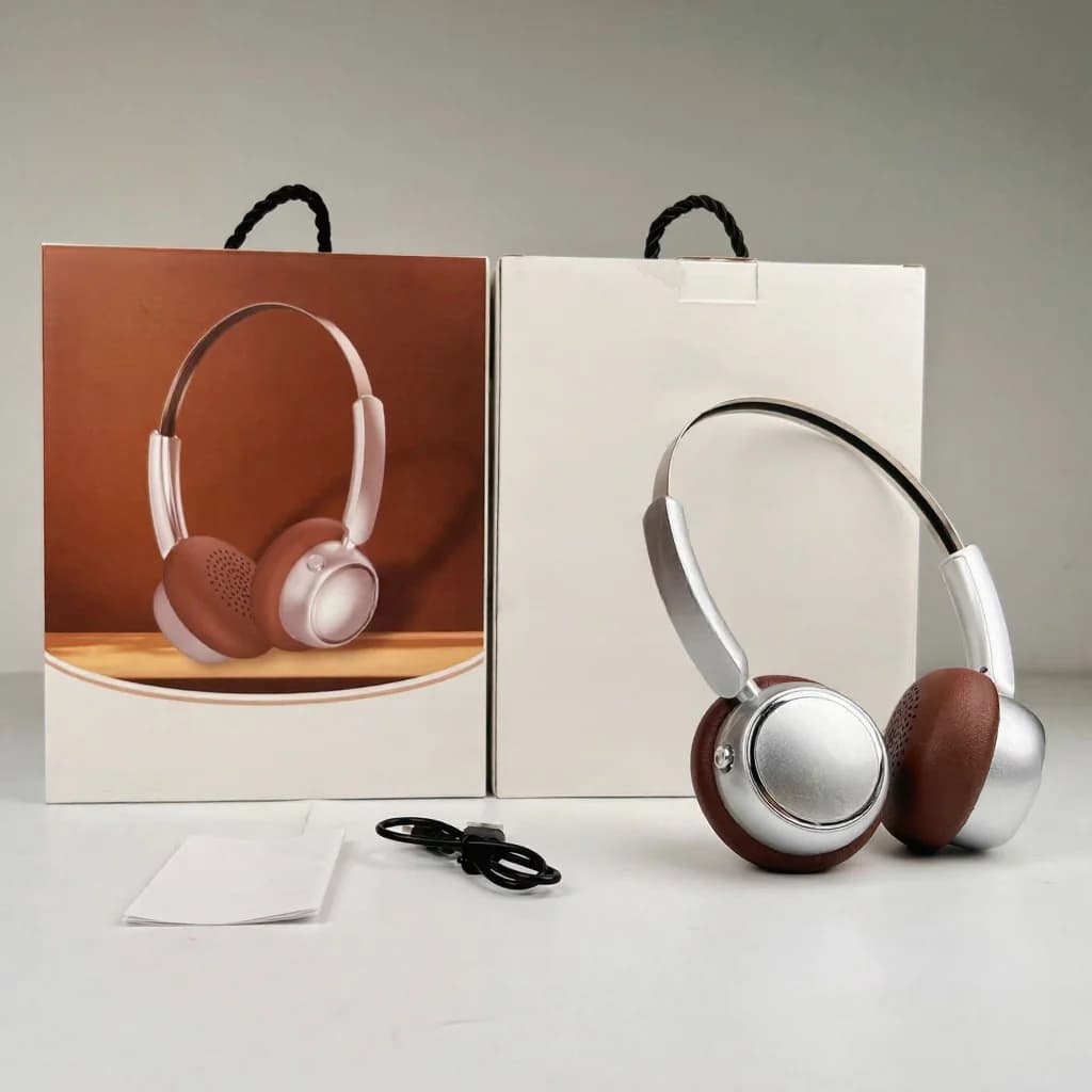 Retro bezprzewodowe słuchawki nauszne z radiem FM i Bluetooth 5.4