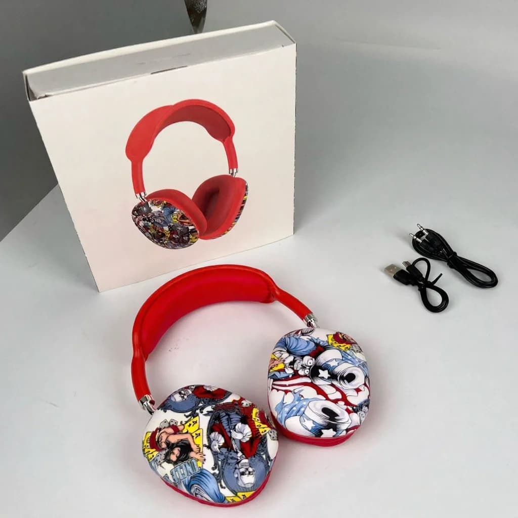 Słuchawki nauszne Bluetooth Graffiti z radiem FM i slotem na kartę TF