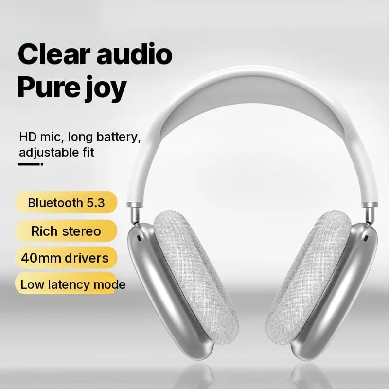 Bezprzewodowe słuchawki nauszne Bluetooth z głębokim basem i ładowaniem Type-C