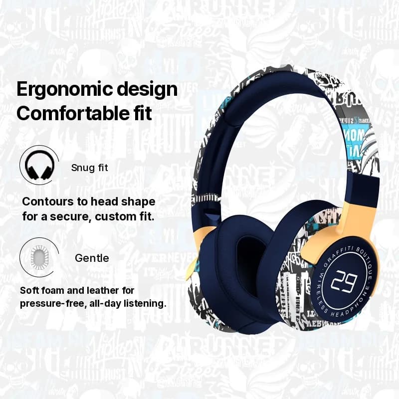 Bezprzewodowe słuchawki nauszne Bluetooth z radiem FM i głębokim basem