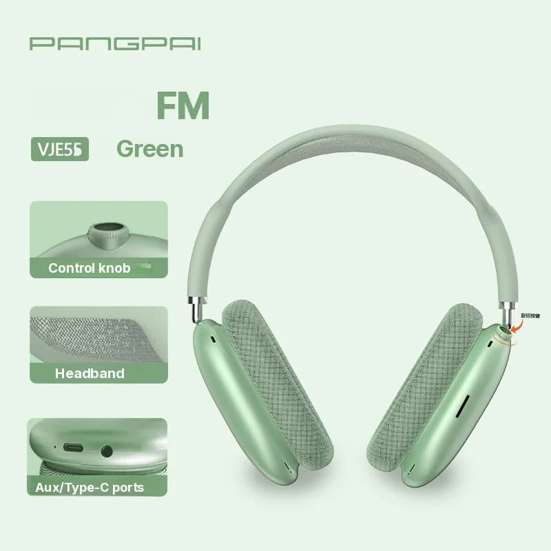 Słuchawki nauszne Bluetooth 5.4 z pokrętłem i radiem FM