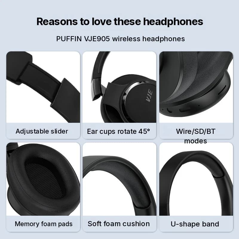 Bezprzewodowe słuchawki nauszne z długim czasem pracy i Bluetooth 5.4