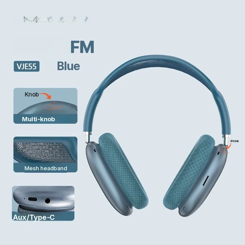 Słuchawki nauszne Bluetooth 5.4 z pokrętłem i radiem FM