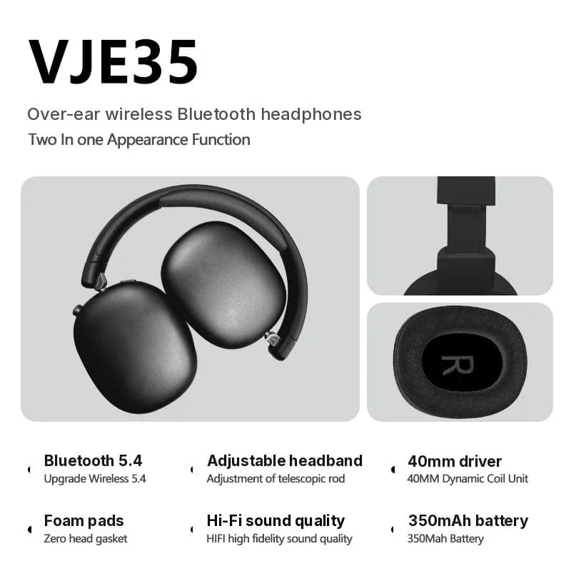 Bezprzewodowe słuchawki nauszne Bluetooth z radiem FM i slotem na kartę TF