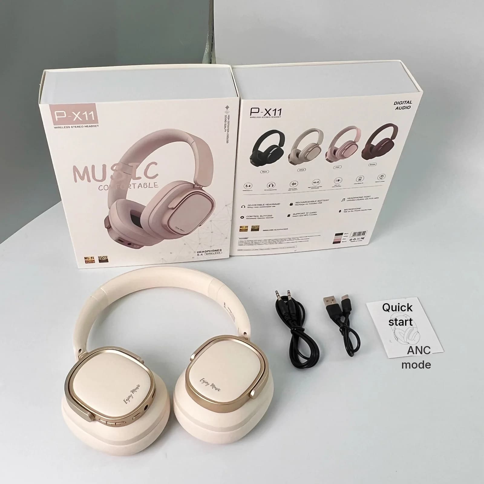Retro słuchawki nauszne Bluetooth z aktywną redukcją szumów