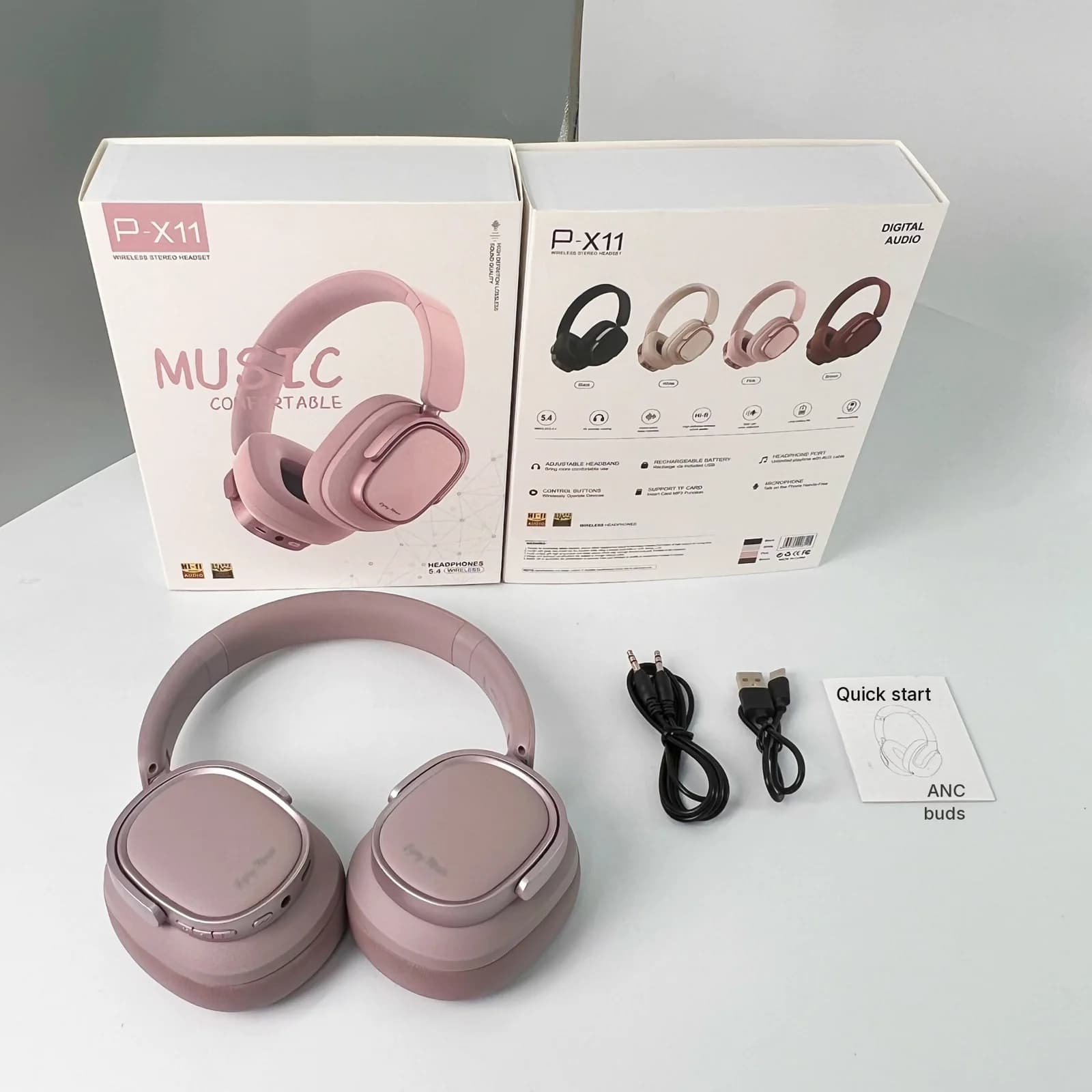 Retro słuchawki Bluetooth nauszne z aktywnym tłumieniem hałasu