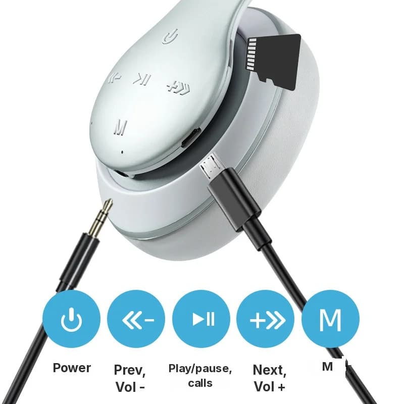 Nauszne słuchawki bezprzewodowe Bluetooth z długim czasem pracy