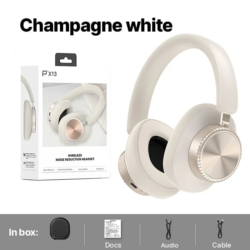 Bezprzewodowe słuchawki Bluetooth nauszne z redukcją szumów i etui