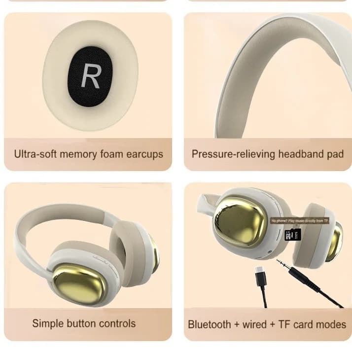 Bezprzewodowe słuchawki nauszne Bluetooth z radiem FM i dźwiękiem stereo