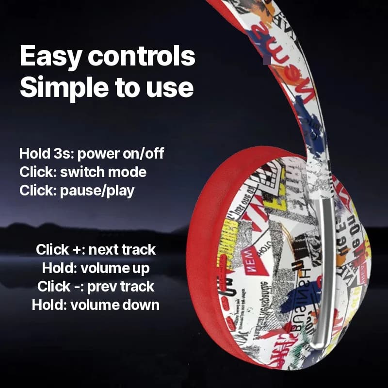 Słuchawki nauszne Bluetooth ze slotem na kartę TF i łącznością bezprzewodową