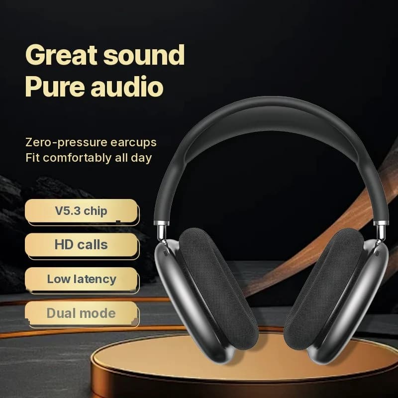 Bezprzewodowe słuchawki nauszne Bluetooth z głębokim basem i ładowaniem Type-C