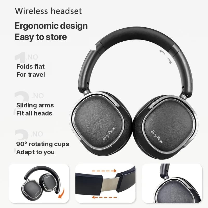 Retro słuchawki nauszne Bluetooth z aktywną redukcją szumów