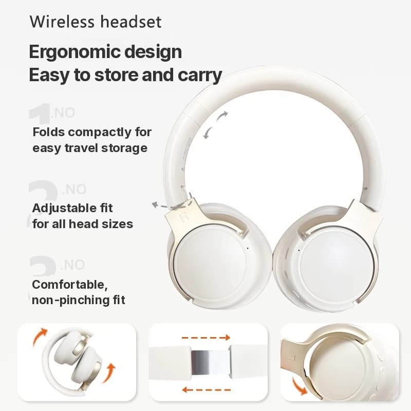Bezprzewodowe słuchawki nauszne Bluetooth z aktywną redukcją szumów