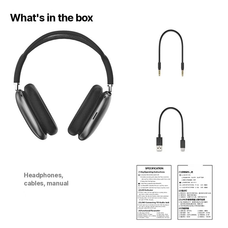 Słuchawki nauszne Bluetooth 5.4 z pokrętłem i radiem FM
