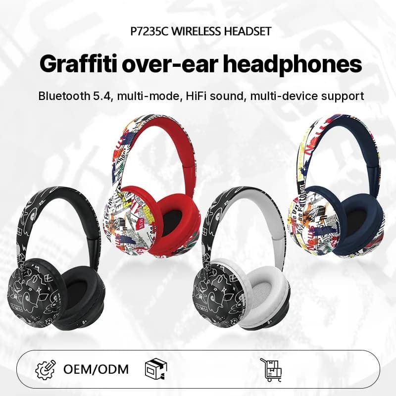 Bezprzewodowe słuchawki nauszne z Bluetooth 5.4 i gniazdem karty TF