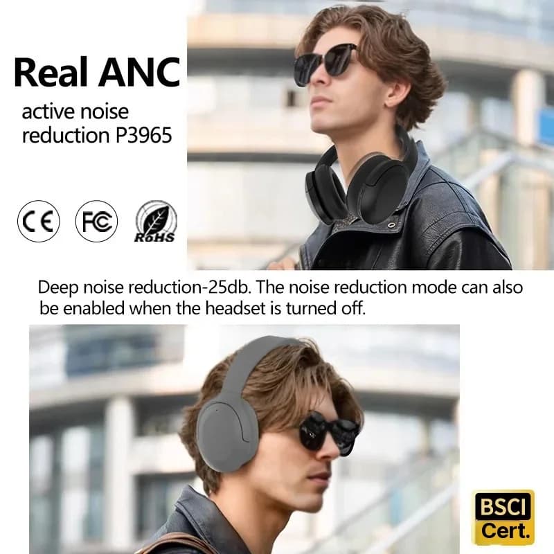 Bezprzewodowe słuchawki Bluetooth ANC nauszne 5.4