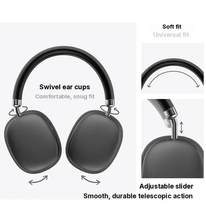 Bezprzewodowe słuchawki nauszne Bluetooth z głębokim basem i ładowaniem Type-C