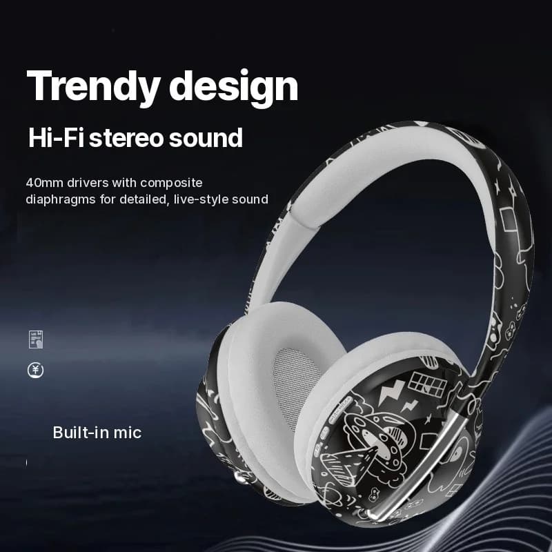 Słuchawki nauszne Bluetooth ze slotem na kartę TF i łącznością bezprzewodową