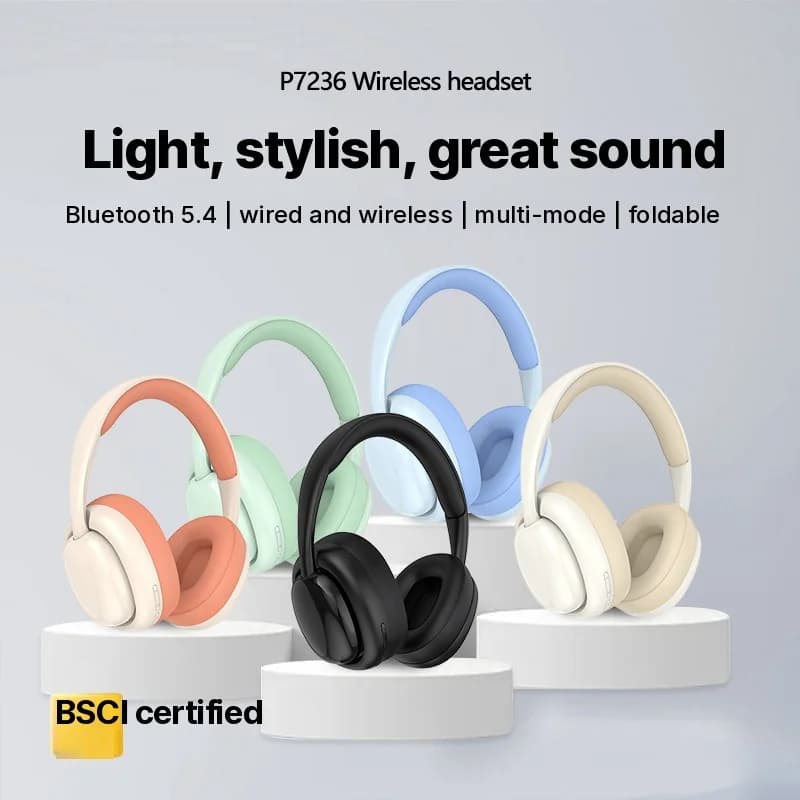 Bezprzewodowe słuchawki nauszne Bluetooth z radiem FM i slotem na kartę TF