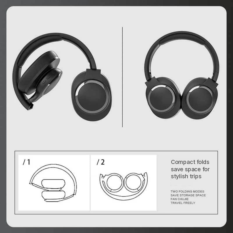 Bezprzewodowe słuchawki nauszne Bluetooth z radiem FM i slotem na kartę TF