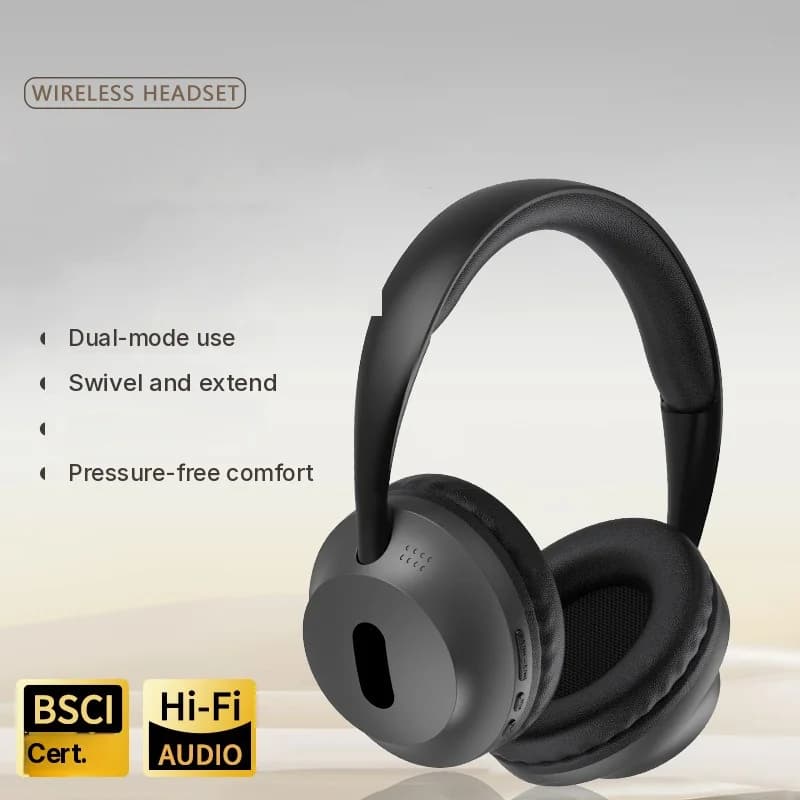Bezprzewodowe słuchawki nauszne Bluetooth z mikrofonem i kablem audio 3,5 mm