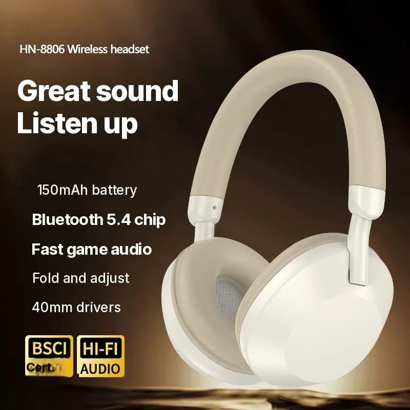 Bezprzewodowe słuchawki nauszne z radiem FM i Bluetooth 5.4