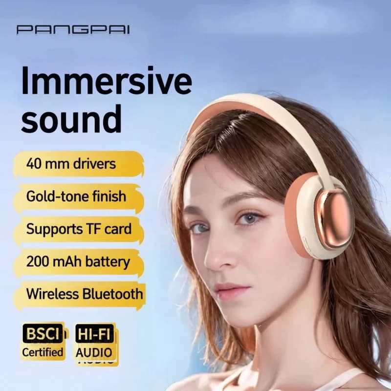 Bezprzewodowe słuchawki nauszne Bluetooth z mikrofonem i przetwornikami 40 mm
