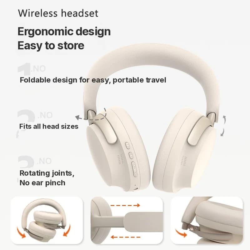 Bezprzewodowe słuchawki nauszne Bluetooth z ładowaniem Type-C i dźwiękiem stereo