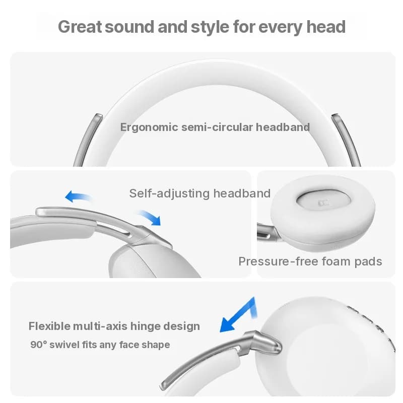 Bezprzewodowe słuchawki Bluetooth nauszne z aktywnym tłumieniem hałasu