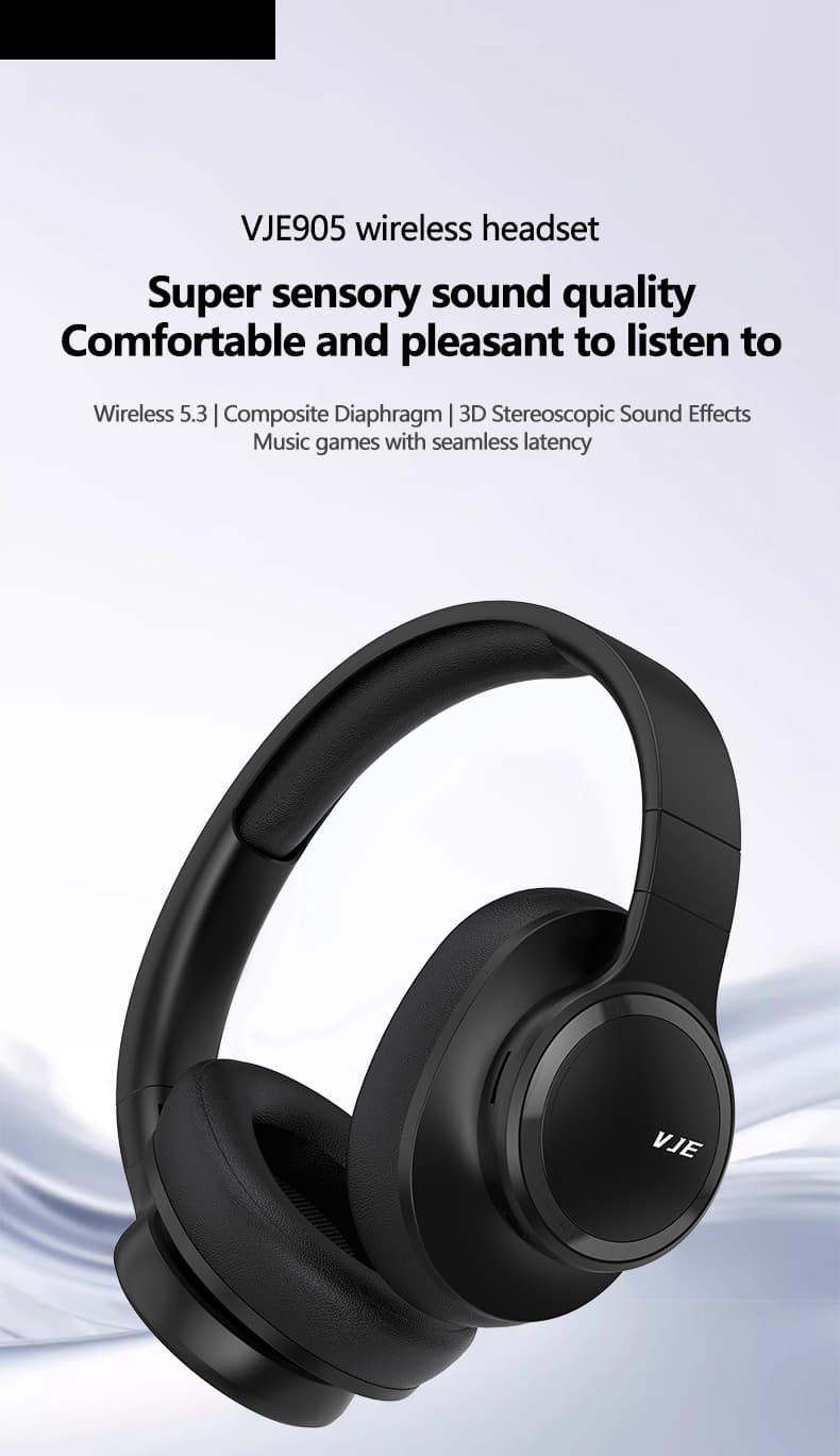 Bezprzewodowe słuchawki nauszne Bluetooth z mikrofonem i głębokim basem