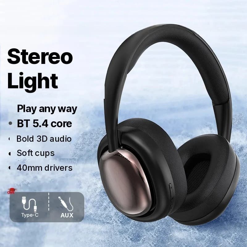 Bezprzewodowe słuchawki nauszne Bluetooth z mikrofonem i przetwornikami 40 mm