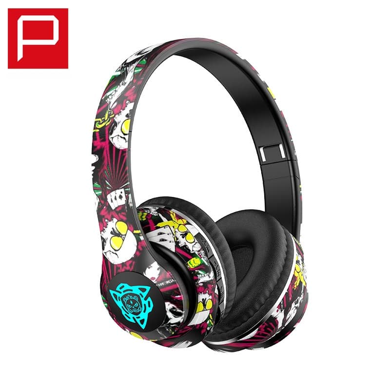 Bezprzewodowe słuchawki Bluetooth nauszne ze składaną konstrukcją i wzorem graffiti