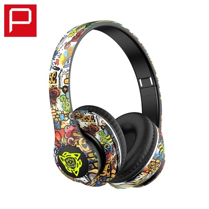 Bezprzewodowe słuchawki Bluetooth nauszne ze składaną konstrukcją i wzorem graffiti