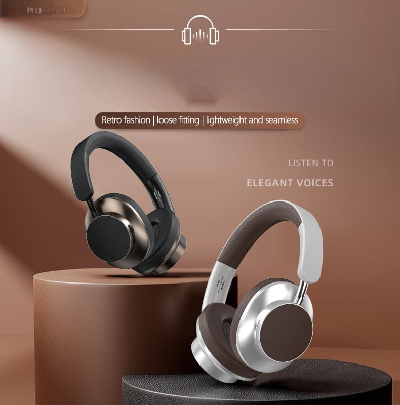 Retro słuchawki nauszne Bluetooth z radiem FM i slotem na kartę TF